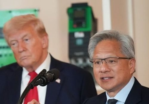 Huang é um dos executivos das big techs mais próximos de Trump. Foto:  Andrew Harnik/Getty Images
