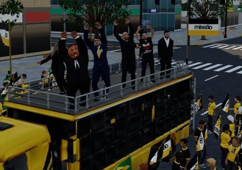 Candidatos realizando manifestação no jogo Paulista Livre Foto:  Pedro Castro