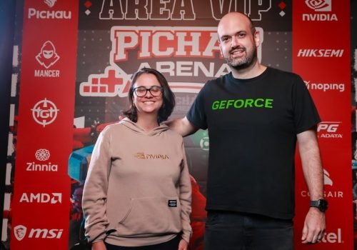 Luana Gomes e Rafael Santos, gerente de marketing e diretor comercial da área de consumo da NVIDIA Brasil, respectivamente. Foto:  Max Waldmann/Divulgação